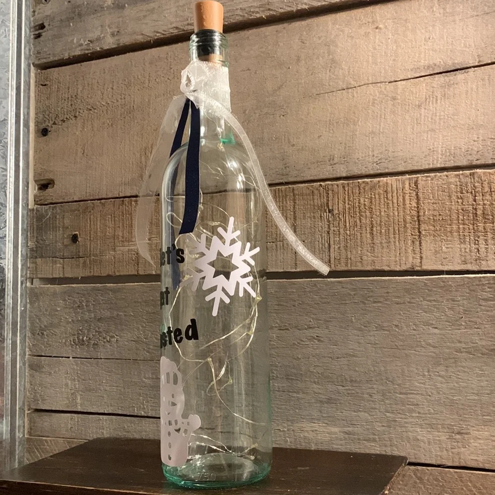 ‘Let’s Get Frosted’ Wine bottle lantern